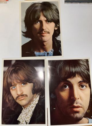 The Beatles White Album 3 Photo Inserts Starr Harrison Mccartney No Lp