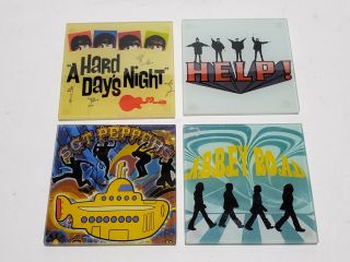 The Beatles Glass Coasters Set Of 4 Album Cover Coasters 1995 Radio Days Vintage