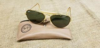 Vintage Ray - Ban Bausch And Lomb Shooting Glasses Green Avaitor Bullet B&l