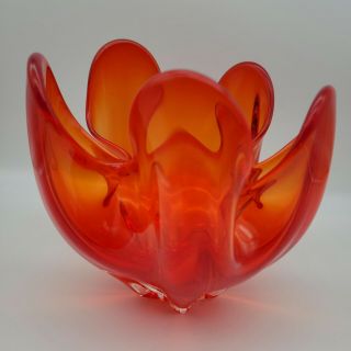 Orange Hand Blown Art Glass Bowl/vase