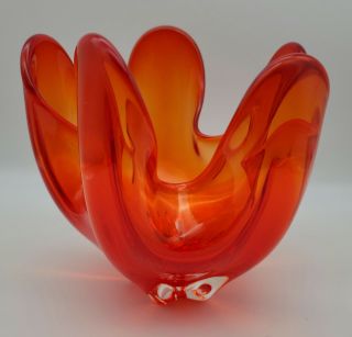 Orange Hand Blown Art Glass Bowl/Vase 2