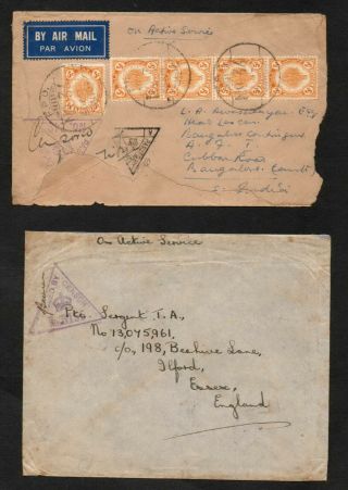 Malaya Kedah Two 1941 Censored On Active Service Covers From Fpo 36
