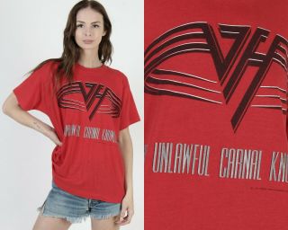 Vtg 1991 Van Halen For Unlawful Carnal Knowledge 2 Sided Haggar Lee Roth T Shirt