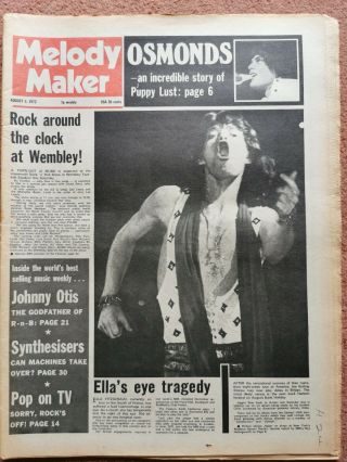 Melody Maker Newspaper August 5th 1972 Rolling Stones Cover