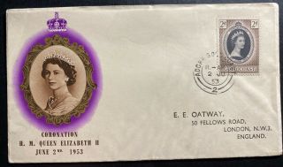 1953 Accra Gold Coast Coronation First Day Cover Fdc Queen Elizabeth Ii Qe2
