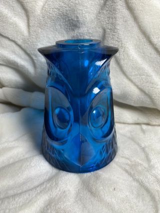 Vintage Viking Glass Blue Owl Fairy Lamp Top Only
