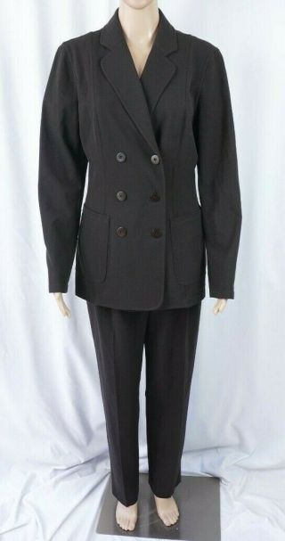 Vintage Giorgio Armani Le Collezioni Brown Wool Pant Suit Set Blazer Size 6/8