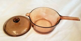 Visions Corning Amber 2.  5 L Cook Ware Glass Pot With Pyrex Lid No Chips &