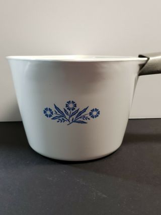 Vintage Corning Ware Blue Cornflower Sauce Maker 4 Cup Pot With White Handle