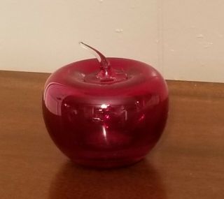 Blenko Hand Blown Glass Apple Ruby Red Vintage