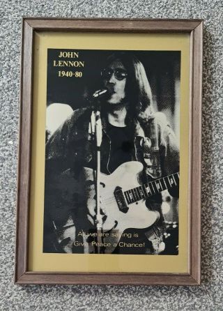Rare Vintage John Lennon Tribute Picture/mirror.  Give Peace A Chance.  Beatles