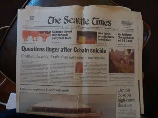 Kurt Cobain Nirvana Seattle Times May 11 1994 Nw