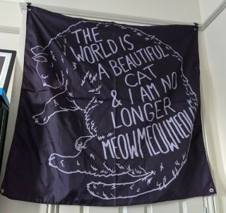 The World Is A Place Twiabp Cat Meow Black And White Flag