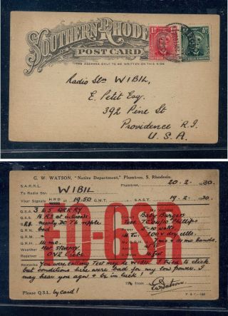 Southern Rhodesia Radio Card To Us,  Uprated Postal Card