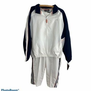 Vintage Wilson Windbreaker Track Suit Men’s Nwt Large Jacket Pants White Blue