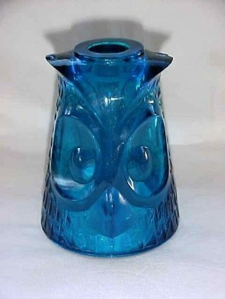 Blue Viking Glass Top Half Of Owl Fairy Lamp