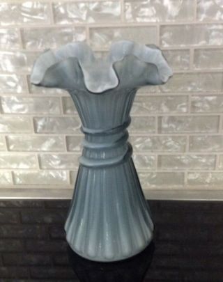 Fenton Wheat Vase Blue Ruffle Top