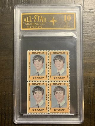 Rare 1964 The Beatles Un - Cut Block U.  S.  Postage Stamps