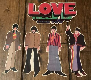 Vintage Beatles All You Need Is Love Cartoon Pop Outs Rare
