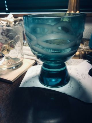 Vintage Waterford Evolution Lead Crystal Votive Candle Holder Turquoise