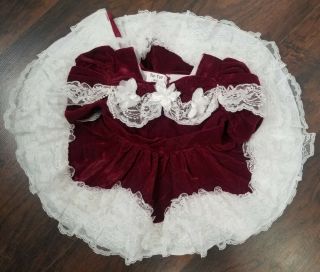 Vtg Tip Top Kids Size 18 Months Party Dress Red Velour Lace Circle Skirt Pageant
