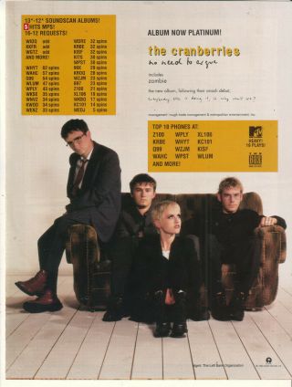 The Cranberries 1994 Ad - No Need To Argue Advertisement
