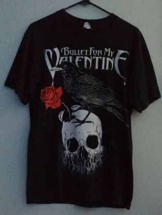 Bullet For My Valentine " Raven,  Rose,  And Skull " T - Shirt,  Black,  Adult Large.
