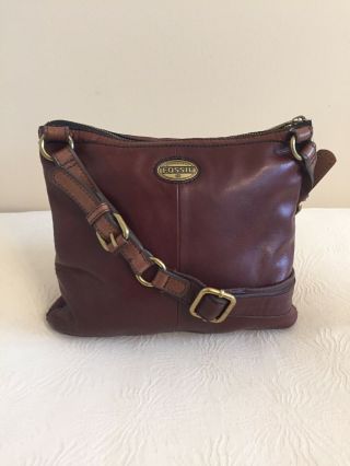 Fossil Vintage “long Live Vintage” Brown Leather Crossbody Shoulder Bag