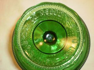 Green Pressed Glass Bowl On Pedestal by E O Brody Co.  Cleveland,  Ohio M - 6000 3