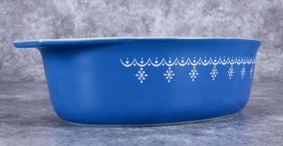 Mcm Vintage Pyrex Glass Snowflake Blue Garland Casserole Dish No Lid 2.  5 Qt 045