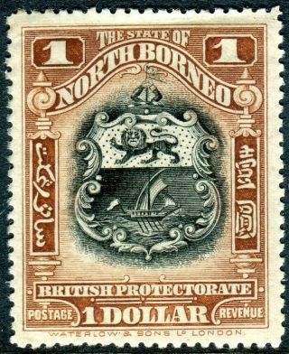 North Borneo - 1911 $1 Black & Chestnut Sg 180 Lightly Mounted V42492
