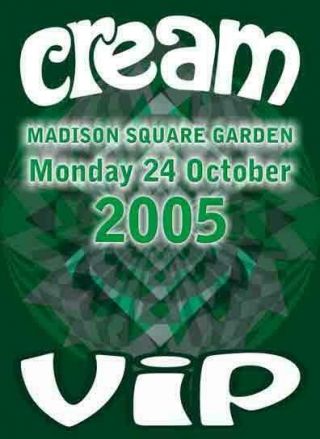 Eric Clapton Cream Reunion Vip Pass Msg/ny 10/24/05