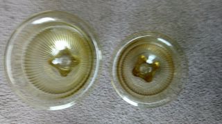2 Vintage Yellow Federal Glass Ribbed Mixing Bowl 