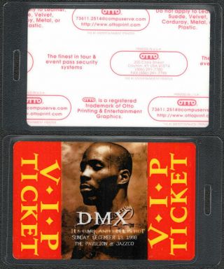 Rare Otto Laminated Dmx Backstage Pass From The It 