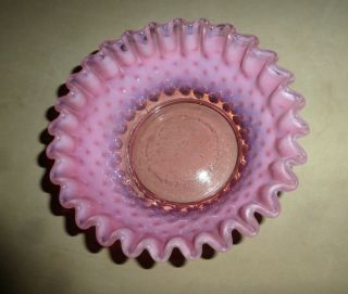 Vintage Opalescent Pink Ruffled Edge Hobnail Candy Bon Bon Dish 6 "