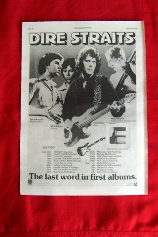 Dire Straits 1978 Vintage Music Press Poster Advert Debut Album