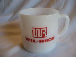 Rare Vintage Fire King Milk Glass Mug Wil - Rich Wahpeton,  North Dakota Nd