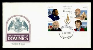 Dr Who 1988 Dominica Fdc Human Rights Aniv S/s Gandhi G01496