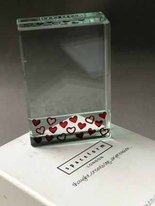 Spaceform London Miniature Art Glass Photo Frame Red Hearts Boxed 1584 Dfrh