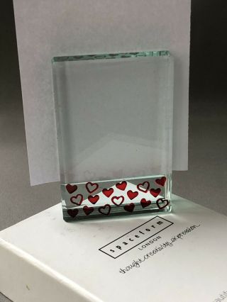 Spaceform London Miniature Art Glass Photo Frame Red Hearts Boxed 1584 DFRH 3
