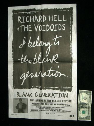 Richard Hell The Voidoids 23 " X 14 " Blank Generation Cd Lp Promo Music Poster