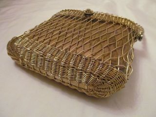 vintage 50 ' s woven metal basket net box style solid chain link style bag purse 3