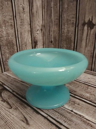 Fenton Blue Milk Glass Compote Pedestal Candy Dish