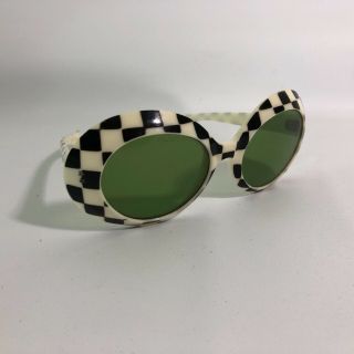 Vtg Mod 1960’s Samco Made In Italy Sunglasses Checkerboard Pattern