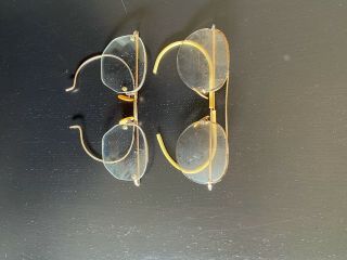 Antique 12k Gold Filled Eye Glasses/spectacles Collectable Wire Rim Round Frame