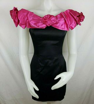 Jessica Mcclintock Gunne Sax Party Dress Sz 5 6 Vintage 80s Pink Black Prom Usa