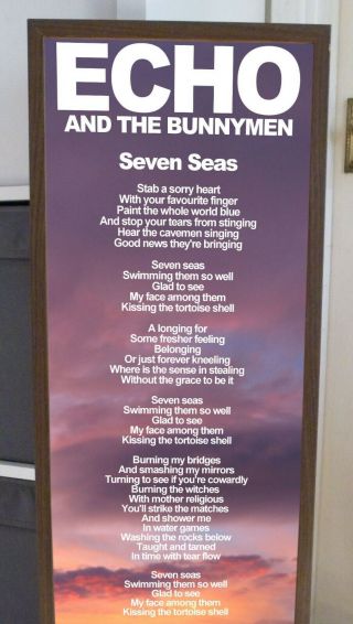 Echo And The Bunnymen Seven Seas Poster Lyric Sheet,  Killing Moon,  Cutter