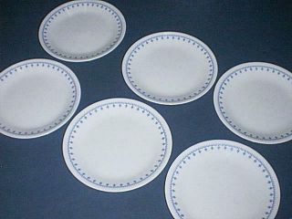 Corelle Livingware Blue Snowflake Garland 8 3/4 " Luncheon /salad Plates Set Of 6