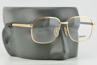 Vintage 90s Seiko Gold Square Titanium Glasses Frames Made In Japan 56 - 16