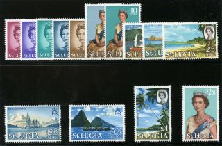 St Lucia 1964 Qeii Definitives Complete Set Mnh.  Sg 197 - 210.  Sc 182 - 192.